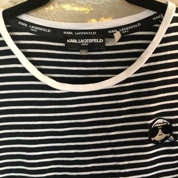 NWOT Karl Lagerfeld Paris Emoji Karl Striped Tee - Picture 5 of 6